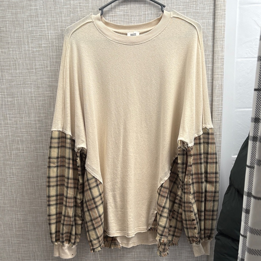 BKE Beige Ribbed Knit Top